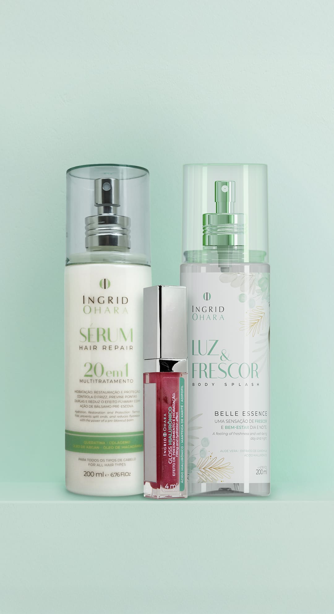 Kit Sensação Completa de Beleza - Frescor, Brilho e Cuidado Intensivo para Lábios e Cabelos